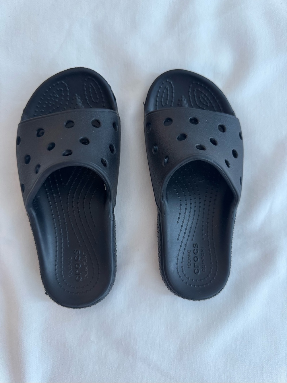 CROCS Black Slide Sandals with Vent Holes